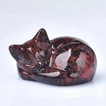Crystal Sleeping Cat Statue