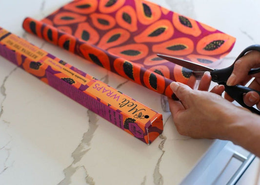 BULK ROLL Beeswax Wrap - Purple Papaya Print