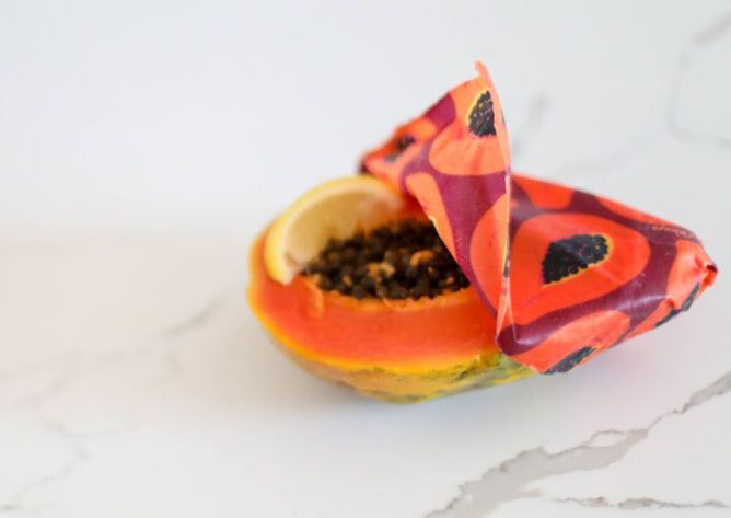 BULK ROLL Beeswax Wrap - Purple Papaya Print