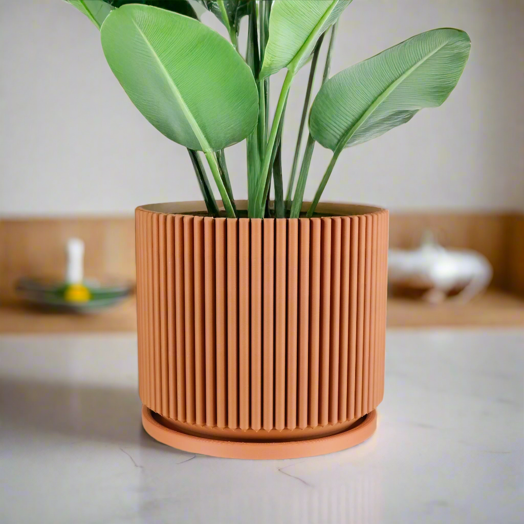 Mid-Century Ribbed Planter