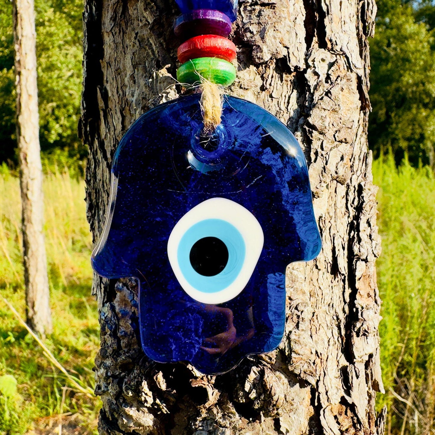 Mini Hamsa Hand Hanging Evil Eye