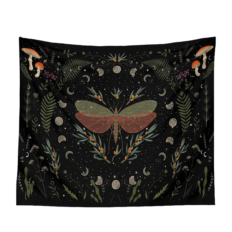 Moon Phase Black Tapestry