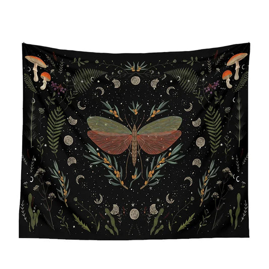 Moon Phase Black Tapestry