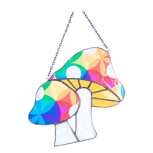 Small Mushrooms Stained Glass