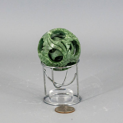 Nephrite Jade 3 Balls in Ball Carving 54mm