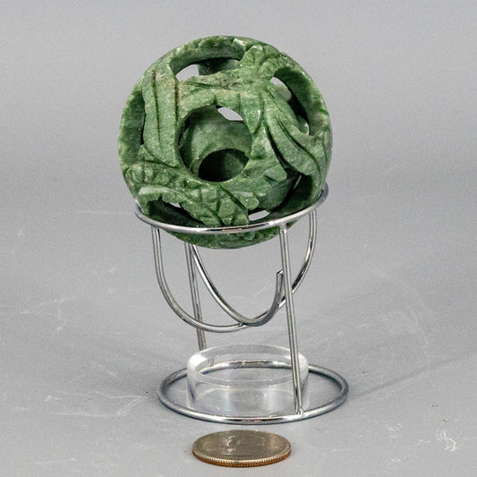 Nephrite Jade 3 Balls in Ball Carving 54mm