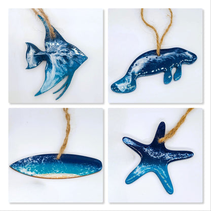 14  Resin & Wood Sealife Ornaments