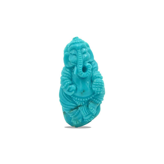 Hand Carved Turquoise Ganesh 50ct - 1 Piece