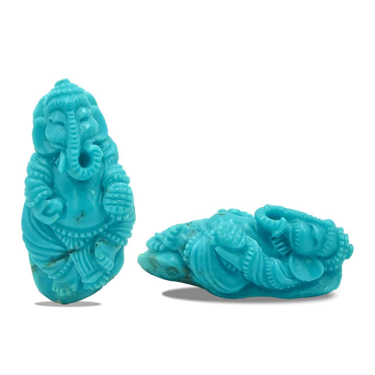 Hand Carved Turquoise Ganesh 50ct - 1 Piece