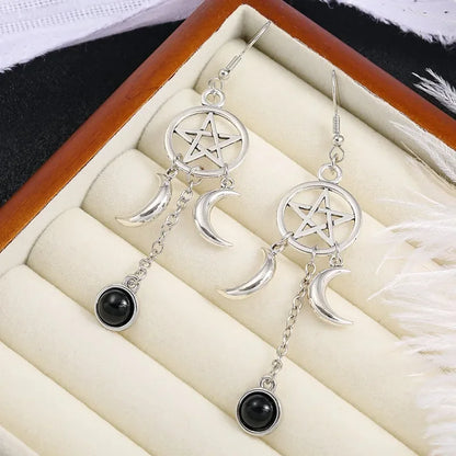 Pentacle Moon Crystal Earrings