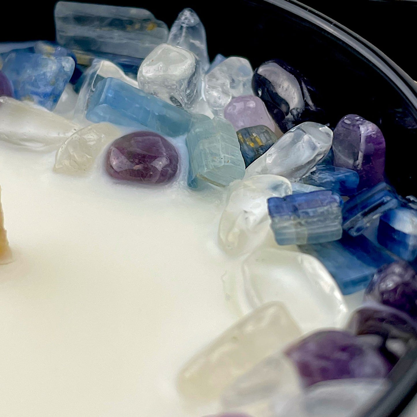 Cactus Flower & Jade Crystal Candle with Kyanite, Amethyst, and Quartz | Coconut-Soy Wax Candle, 9oz