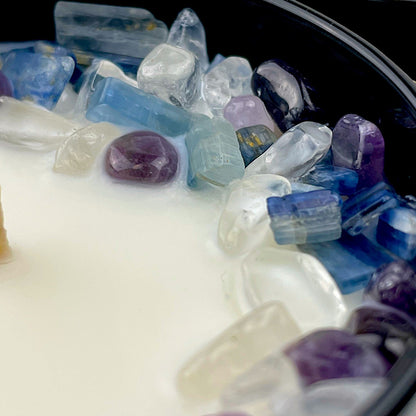 Cactus Flower & Jade Crystal Candle with Kyanite, Amethyst, and Quartz | Coconut-Soy Wax Candle, 9oz