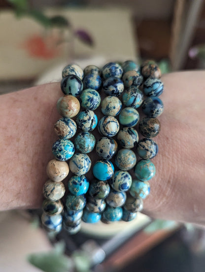 Blue Sea Sediment Jasper Bracelets (Various Sizes Available)