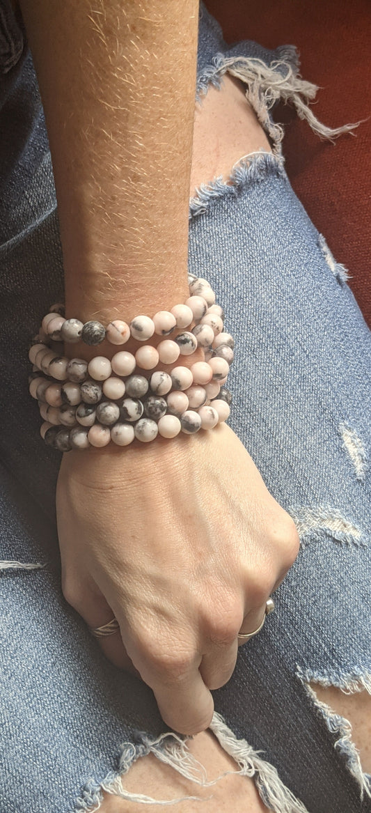 Pink Zebra Jasper Bracelet (Various Sizes Available)