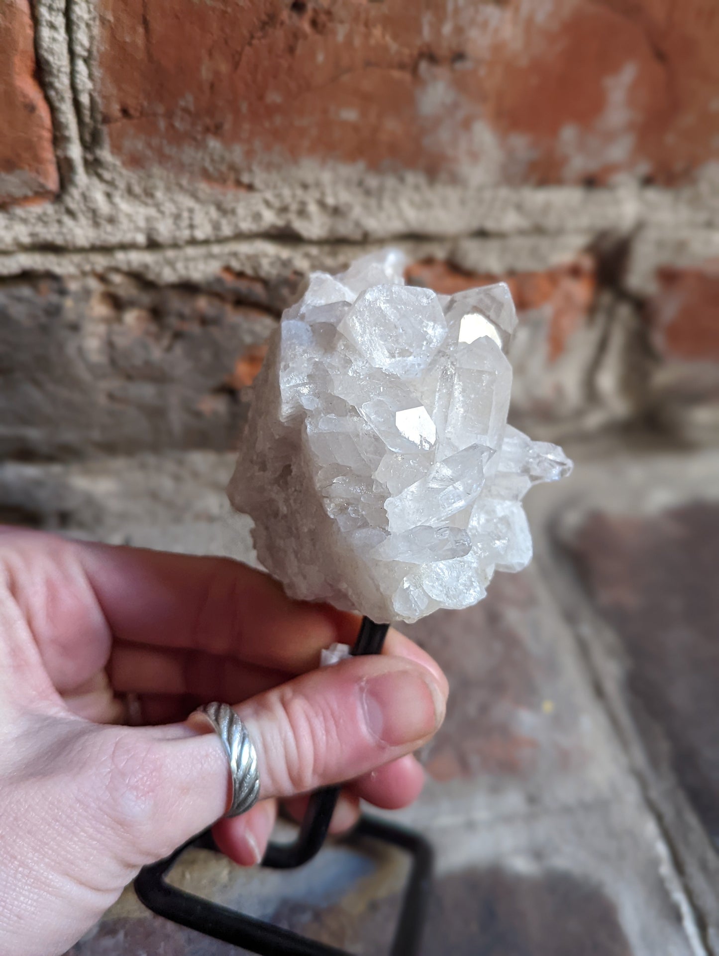 Small Raw Crystals on Metal Stand