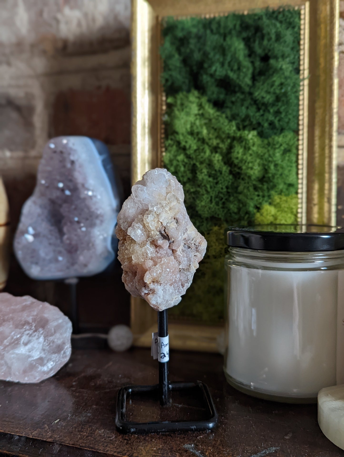 Small Raw Crystals on Metal Stand