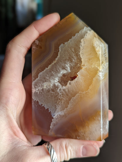 Geode Tower with Druzy Pocket Polished - Caramel Color