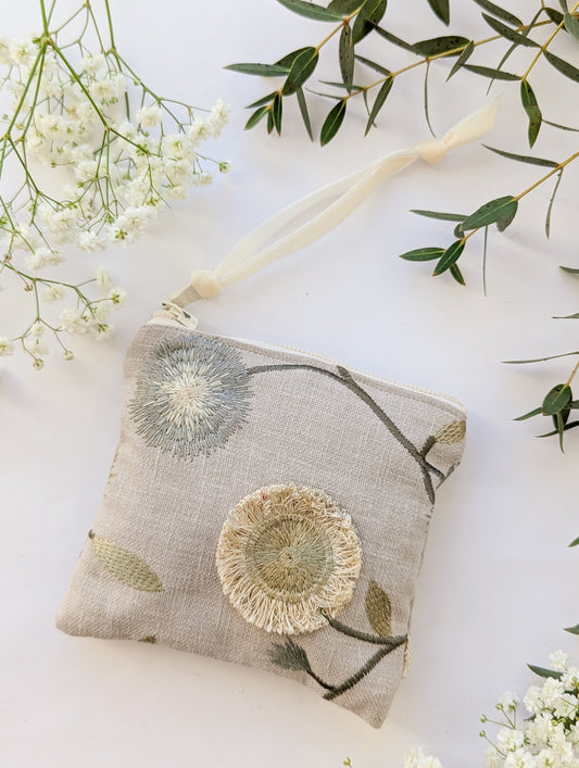 3D Flowers Embroidered Square Pouch