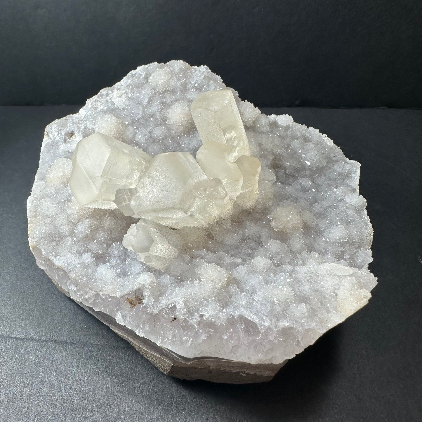 Druzy Calcite Cluster on Agate Brazil