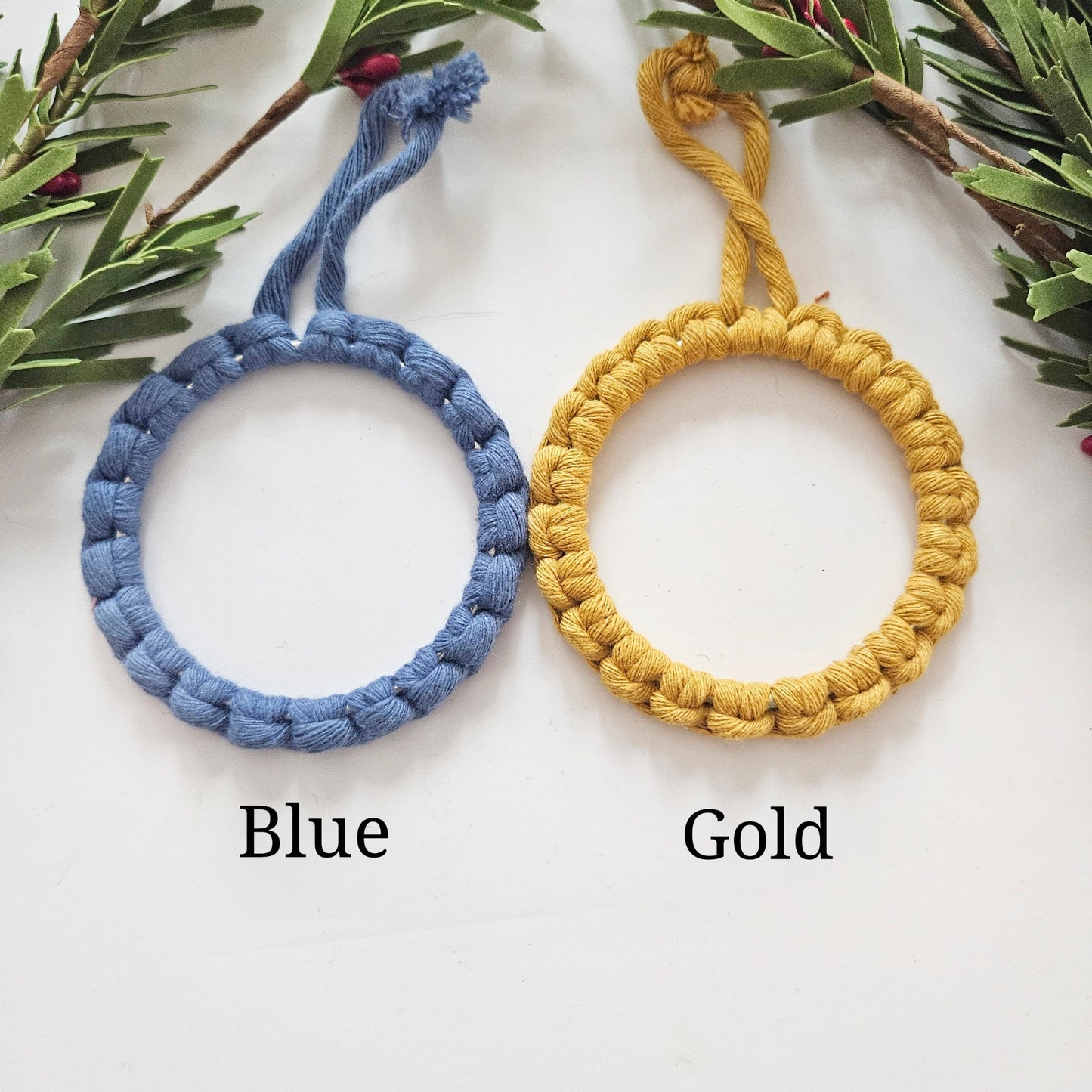 Macrame christmas ornaments. Handmade boho christmas ornaments. Xmas Mini wreaths. handmade Christmas ornaments bulk wholesale.