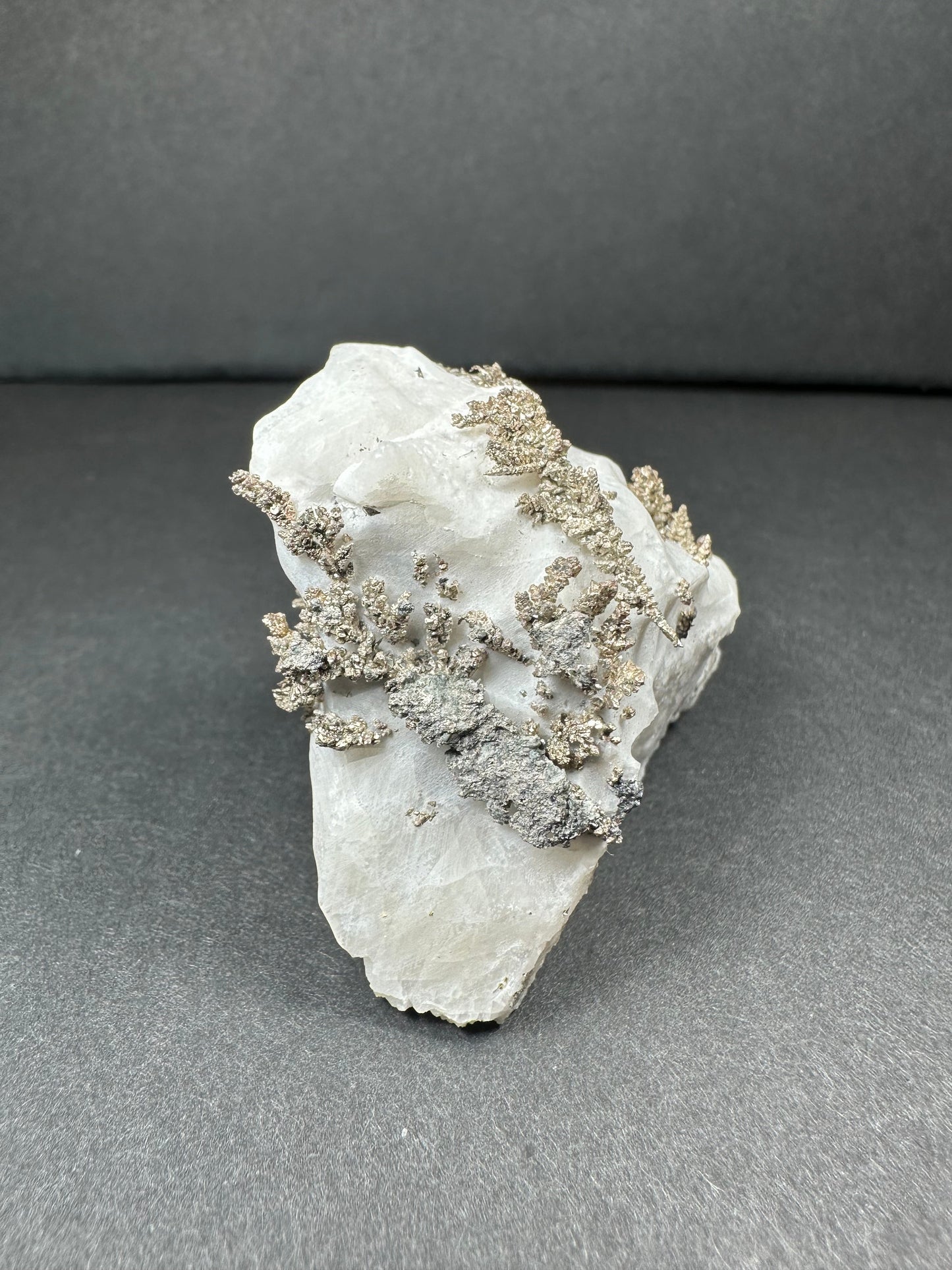 Native Dendritic Silver on Calcite from Morocco