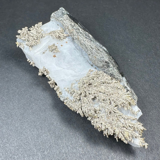 Native Dendritic Silver on Calcite from Morocco