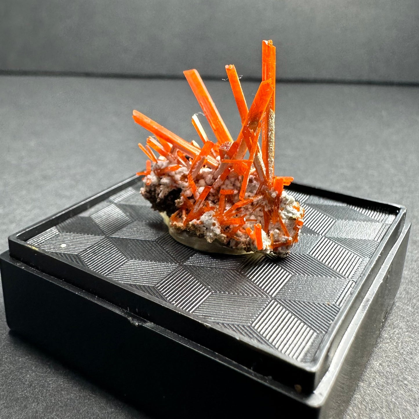 Crocoite on Matrix Adelaide Mine, Dundas, Tasmania, Australia