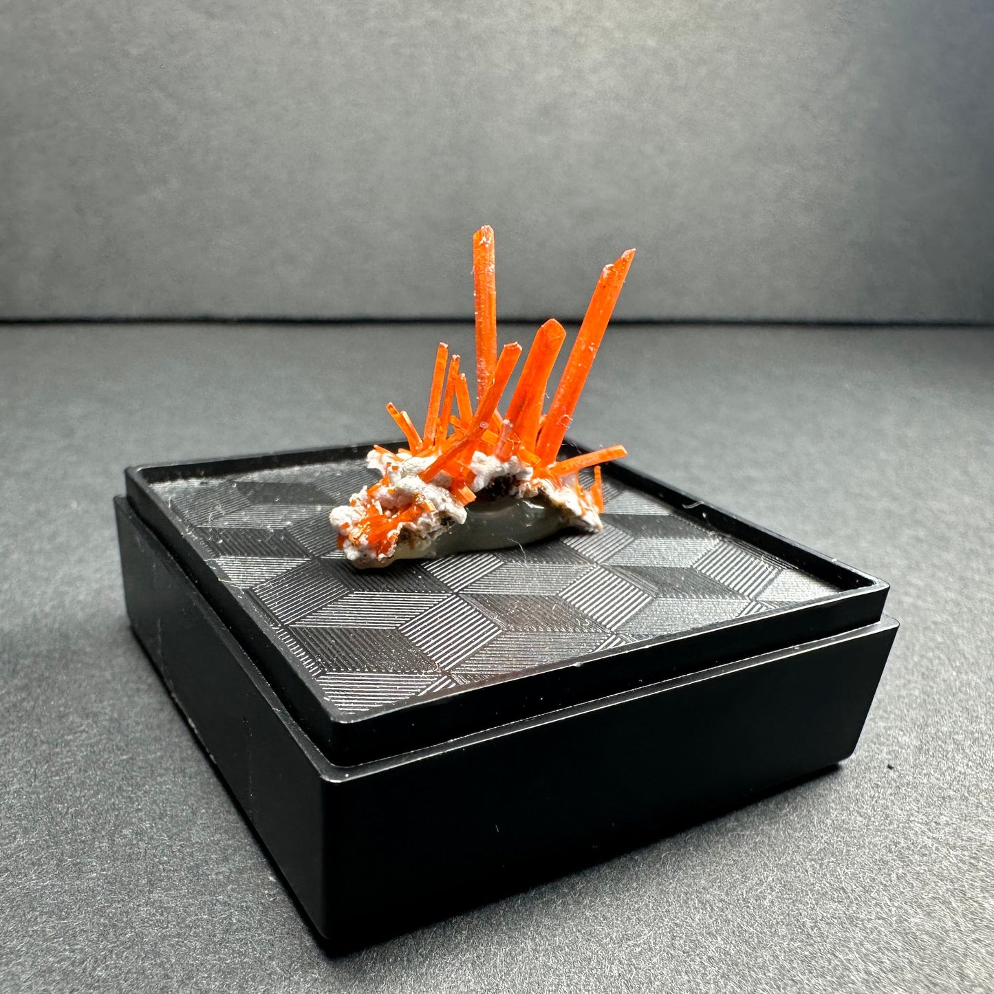 Crocoite on Matrix Adelaide Mine, Dundas, Tasmania, Australia