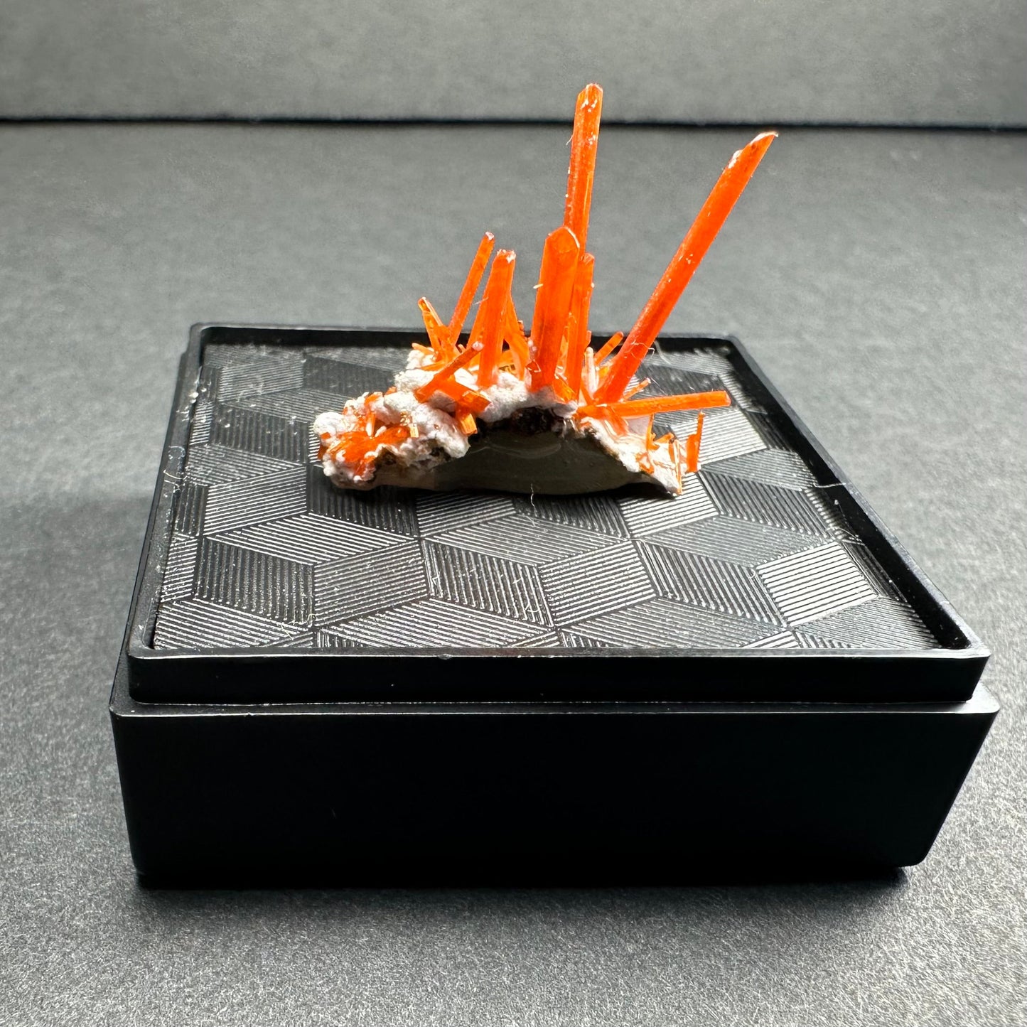 Crocoite on Matrix Adelaide Mine, Dundas, Tasmania, Australia