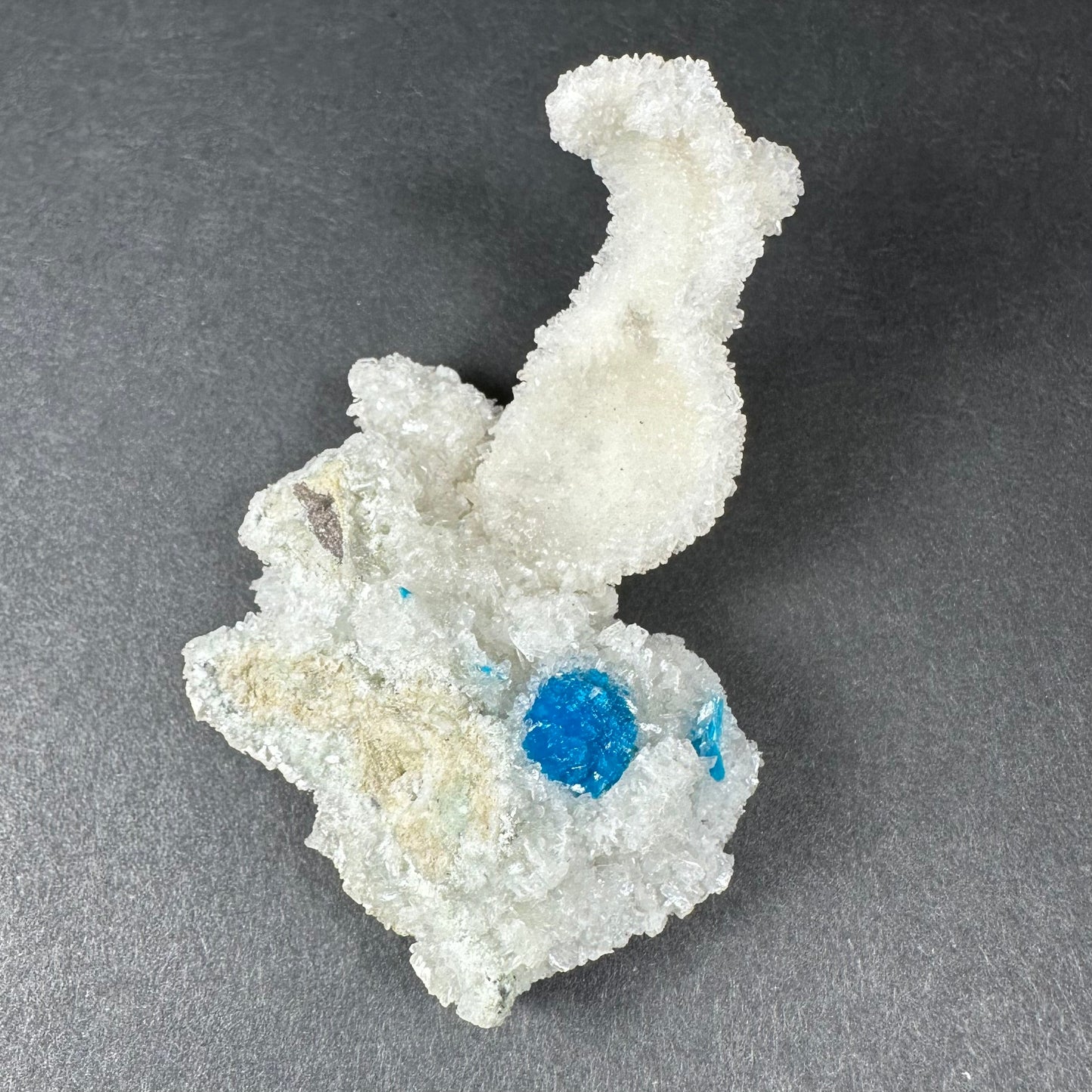 Cavansite Ball 'Floater' on White Stilbite (LG) from Pune, India