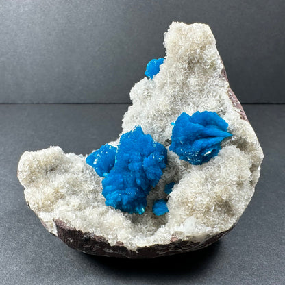 Cavansite with White Stilbite on Matrix – 185g Rare Crystal from Pune, India