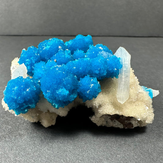 Cavansite with White Stilbite on Matrix from Maharashtra, Pune, India