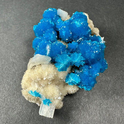 Cavansite with White Stilbite on Matrix from Maharashtra, Pune, India