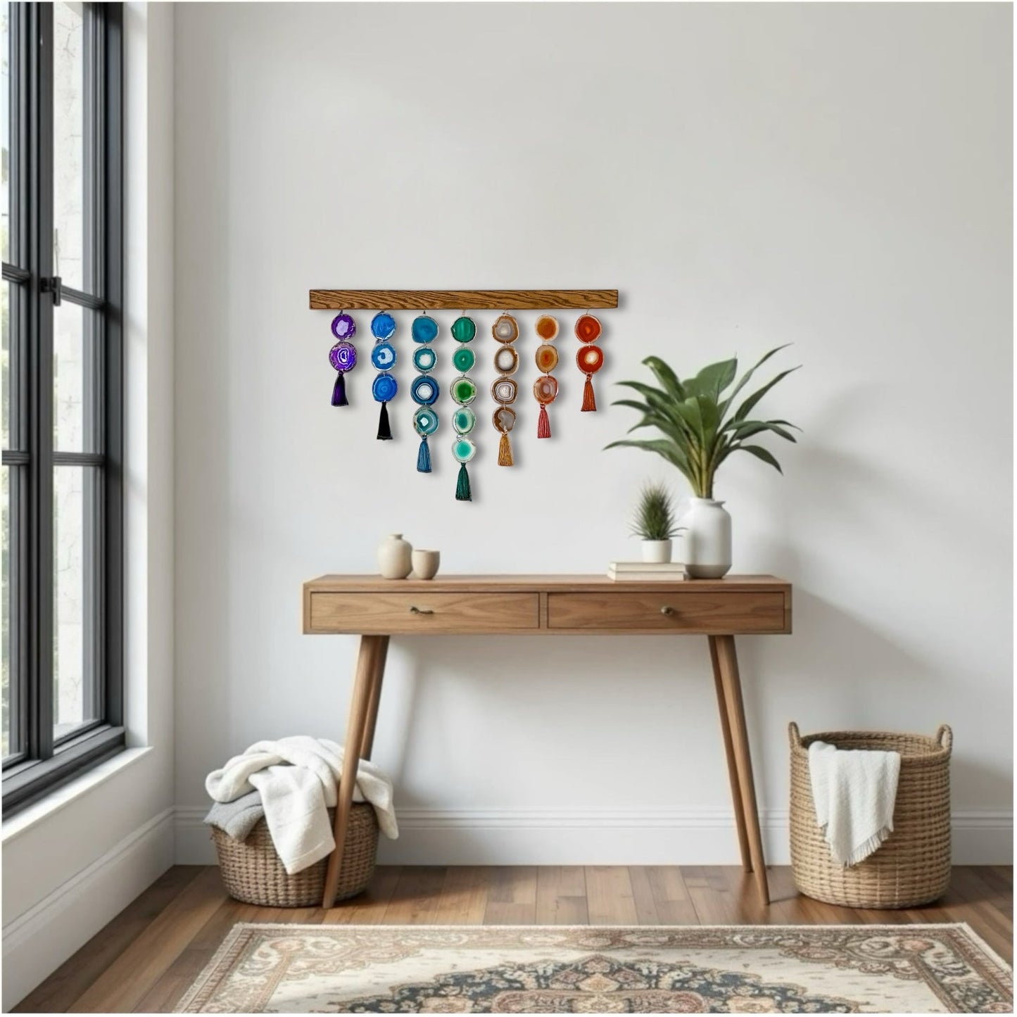 36-Inch Chakra Uma Agate Wall Hanging