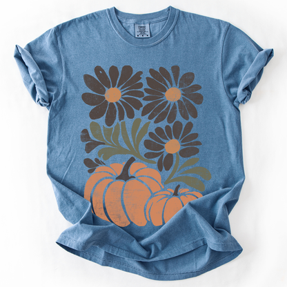 Pumpkins and Flowers Comfort Colors T-Shirt