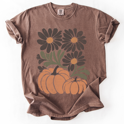 Pumpkins and Flowers Comfort Colors T-Shirt