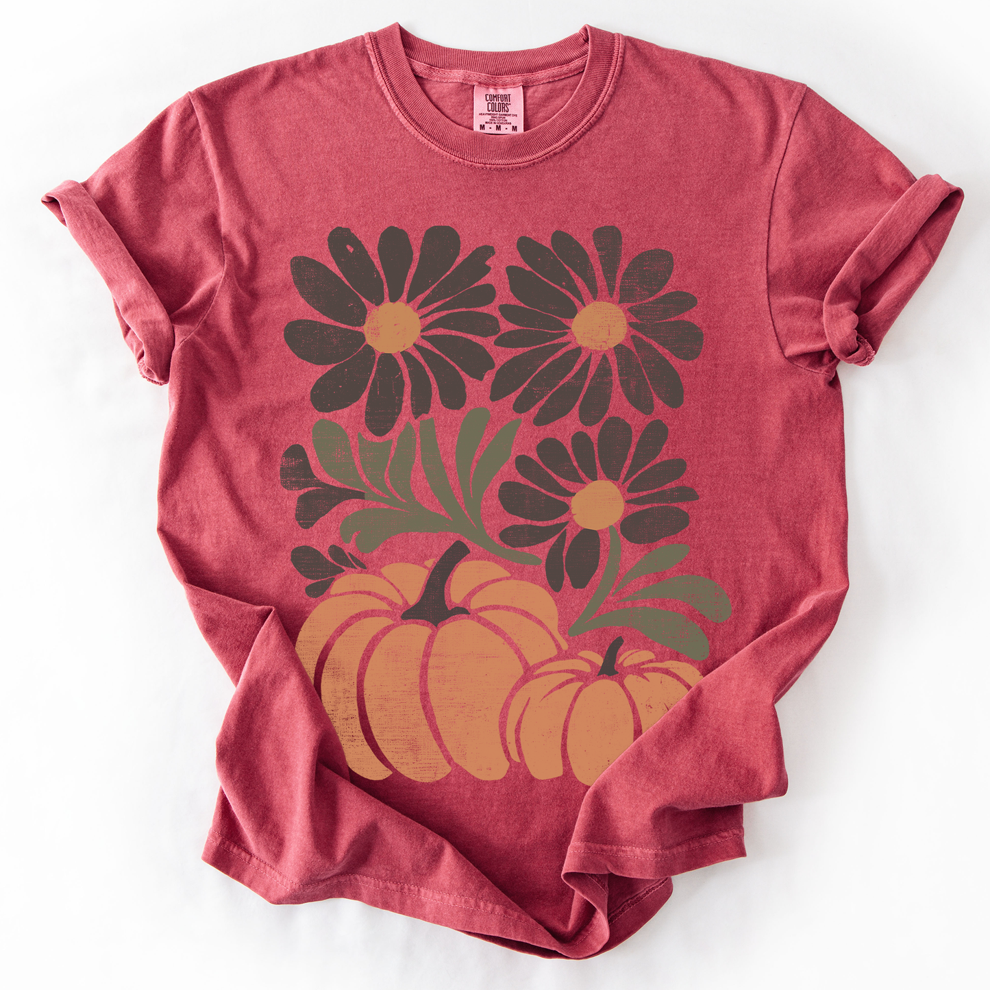 Pumpkins and Flowers Comfort Colors T-Shirt