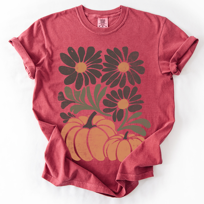 Pumpkins and Flowers Comfort Colors T-Shirt