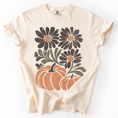 Pumpkins and Flowers Comfort Colors T-Shirt