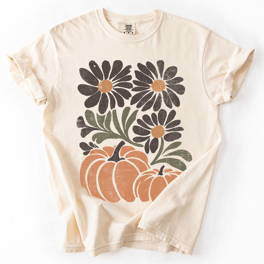 Pumpkins and Flowers Comfort Colors T-Shirt