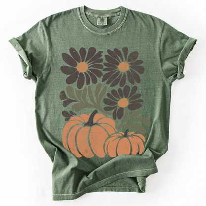 Pumpkins and Flowers Comfort Colors T-Shirt