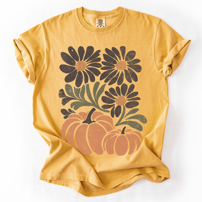 Pumpkins and Flowers Comfort Colors T-Shirt