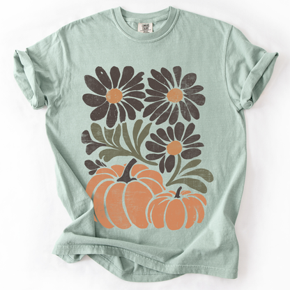 Pumpkins and Flowers Comfort Colors T-Shirt