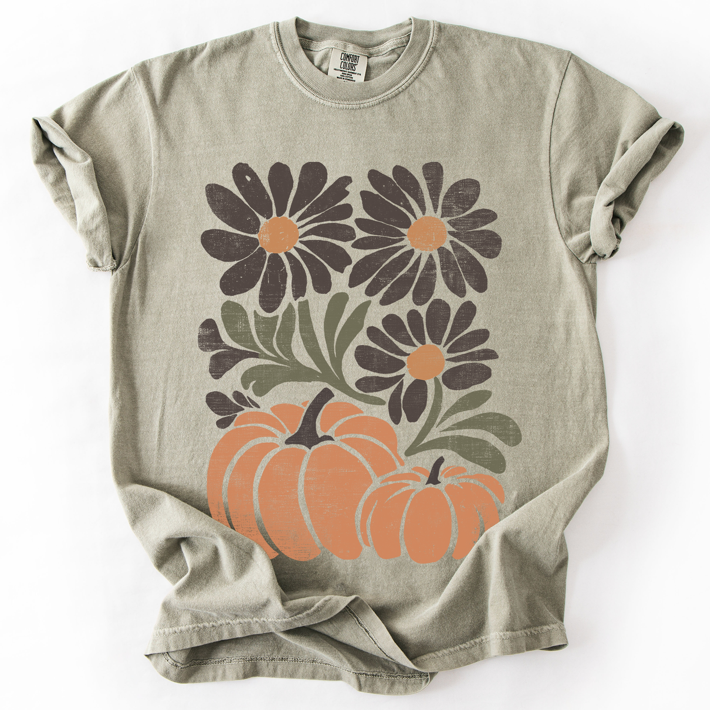 Pumpkins and Flowers Comfort Colors T-Shirt