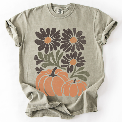 Pumpkins and Flowers Comfort Colors T-Shirt