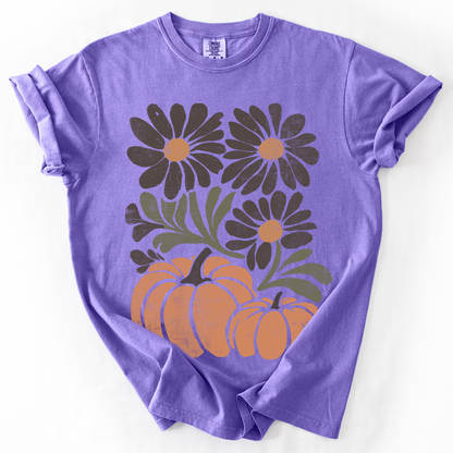 Pumpkins and Flowers Comfort Colors T-Shirt