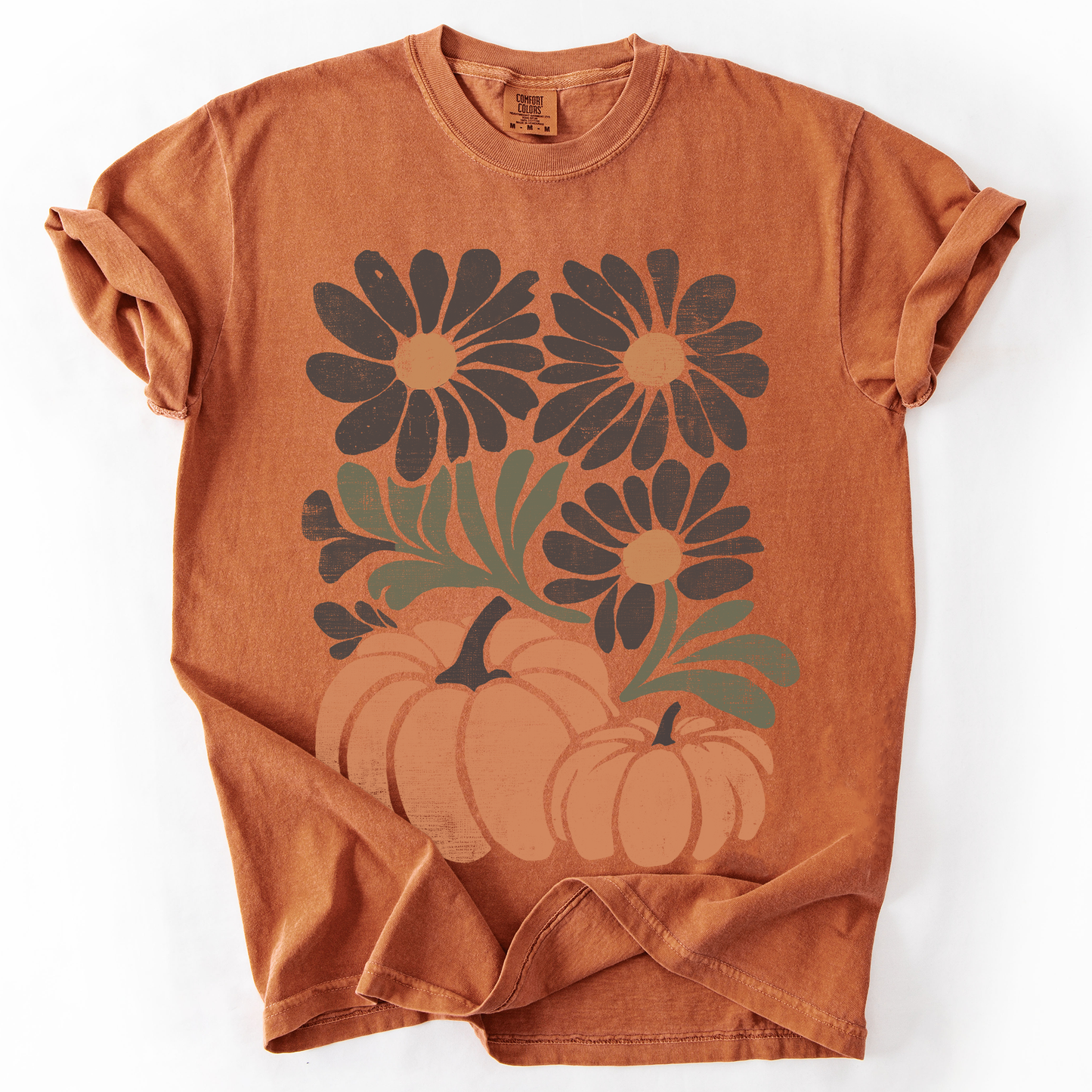Pumpkins and Flowers Comfort Colors T-Shirt