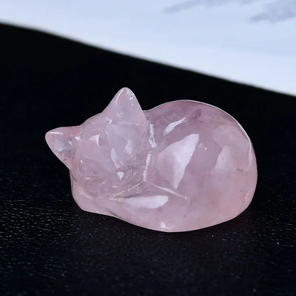 Crystal Sleeping Cat Statue