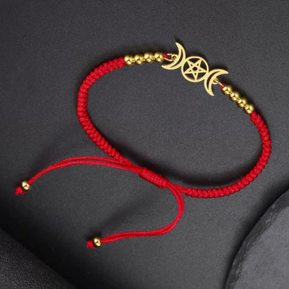 Triple Moon Pentacle Adjustable Bracelet