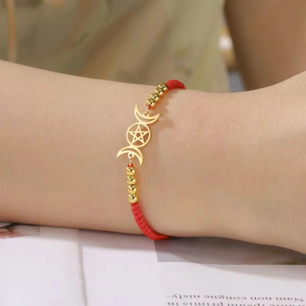 Triple Moon Pentacle Adjustable Bracelet